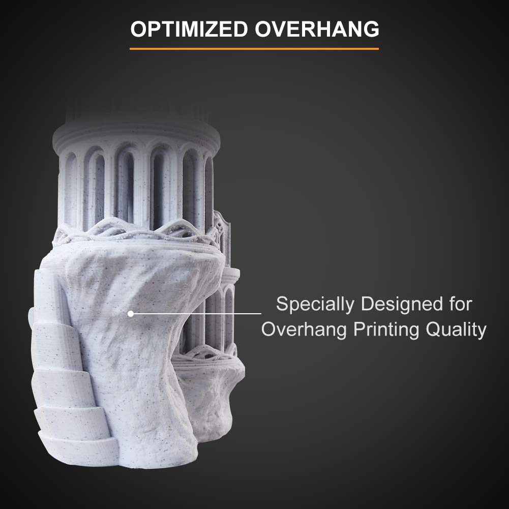 OVERTURE Rock PLA Filamento 1.75mm, Marble PLA Effetto Roccia, 1kg Bobina(2.2lbs), Texture Naturale per Stampanti 3D (Rock Bianco)