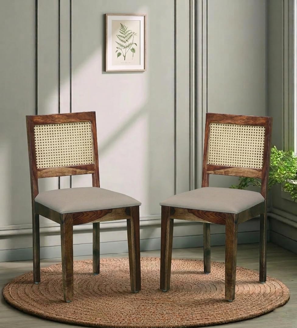Premium Sheesham Wood Dining Chair with Cushion Set of 2 | Cane Chairs for Balcony | Garden and Outdoor Chair | Home Office Chairs | Dining Room Furniture | Wooden Chair | Set of 2,-image-44