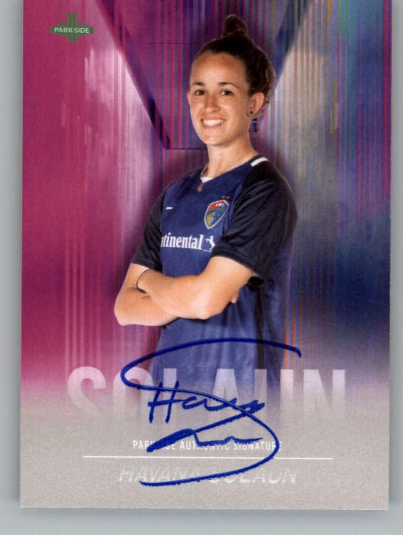 2021 Parkside NWSL Volume 2 Autographs Blue Ink #NNO Havana Solaun Auto Autograph North Carolina Courage Official National Womens Soccer League Trading Card in Raw (NM or Better) Condition
