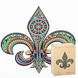ZenChalet 550 Pcs Fleur de Lis Shaped Wooden Jigsaw Puzzle for Adults - 19.1 x 19.7 Inches Wood Cut Puzzle Box with 18 Uniquely-Shaped Pieces – Challenging Unique Shaped Jigsaw Puzzle