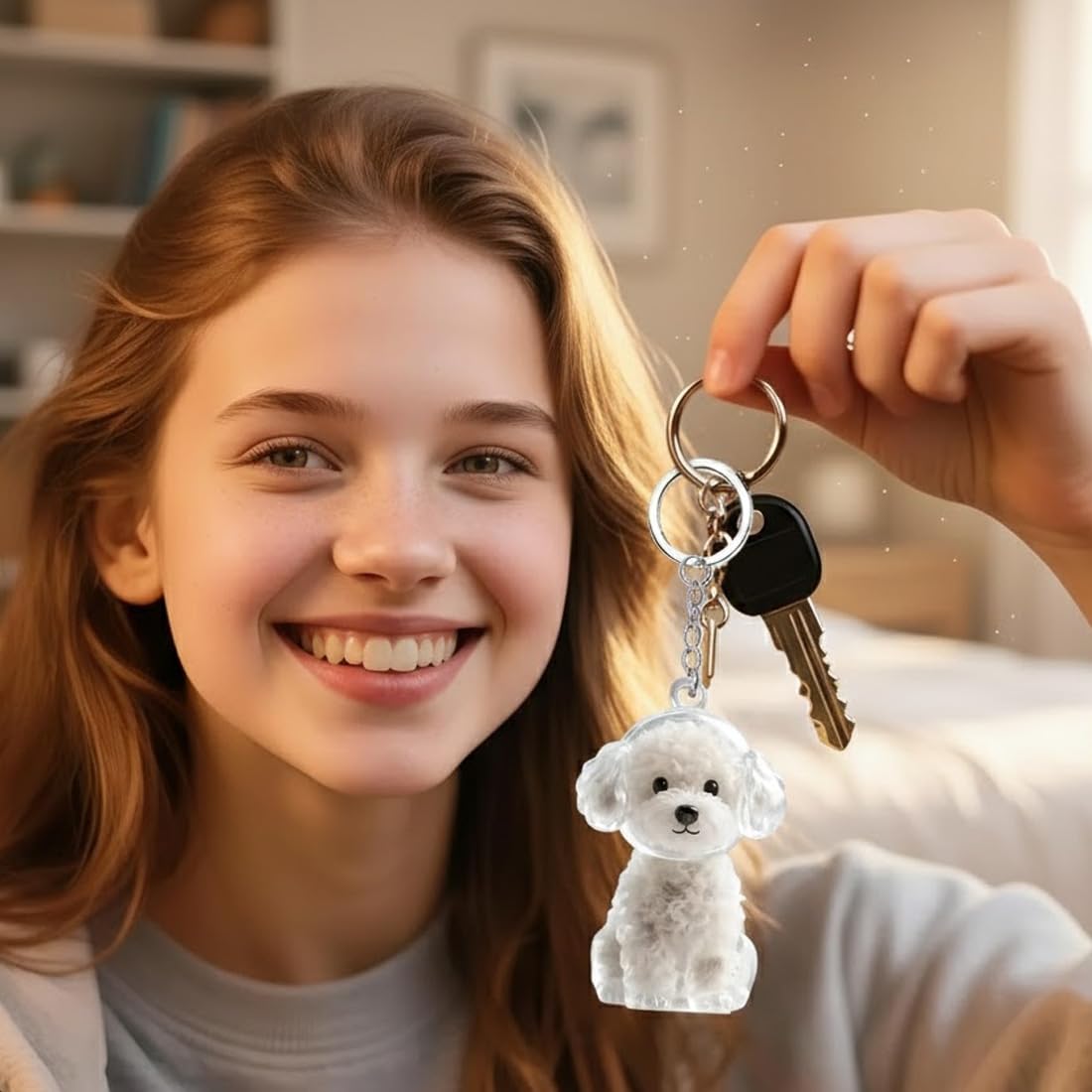 4 Portachiavi Hair, Pezzi Commemorativi in Pelo di Cane, Charms Borse, Contenitore Conservare, Dog-Shaped Keepsake per Pet Hair Storage, Regali Amanti degli Animali Domestici