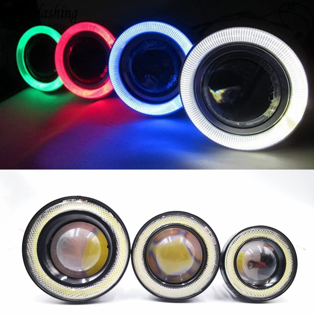 Angel Eyes, Angel Eyes Moto 2pcs 12V universali di guida Luci Bianco Blu Rosa Giallo Verde Rosso Angel Eyes la lampada della nebbia 2.5" 3.0" 3.5" 76 millimetri 89m 64 millimetri(Yellow Ring,2.5inch (