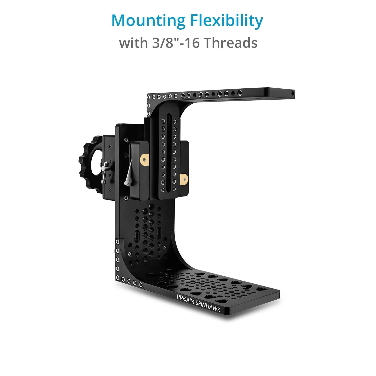Cabezal PROAIM Spinhawk 360° para rigs de Cine Pesados, Carga 40 kg | Captura planos tipo barrel roll con manivela manual; rotación suave continua 360° para tomas cinematográficas