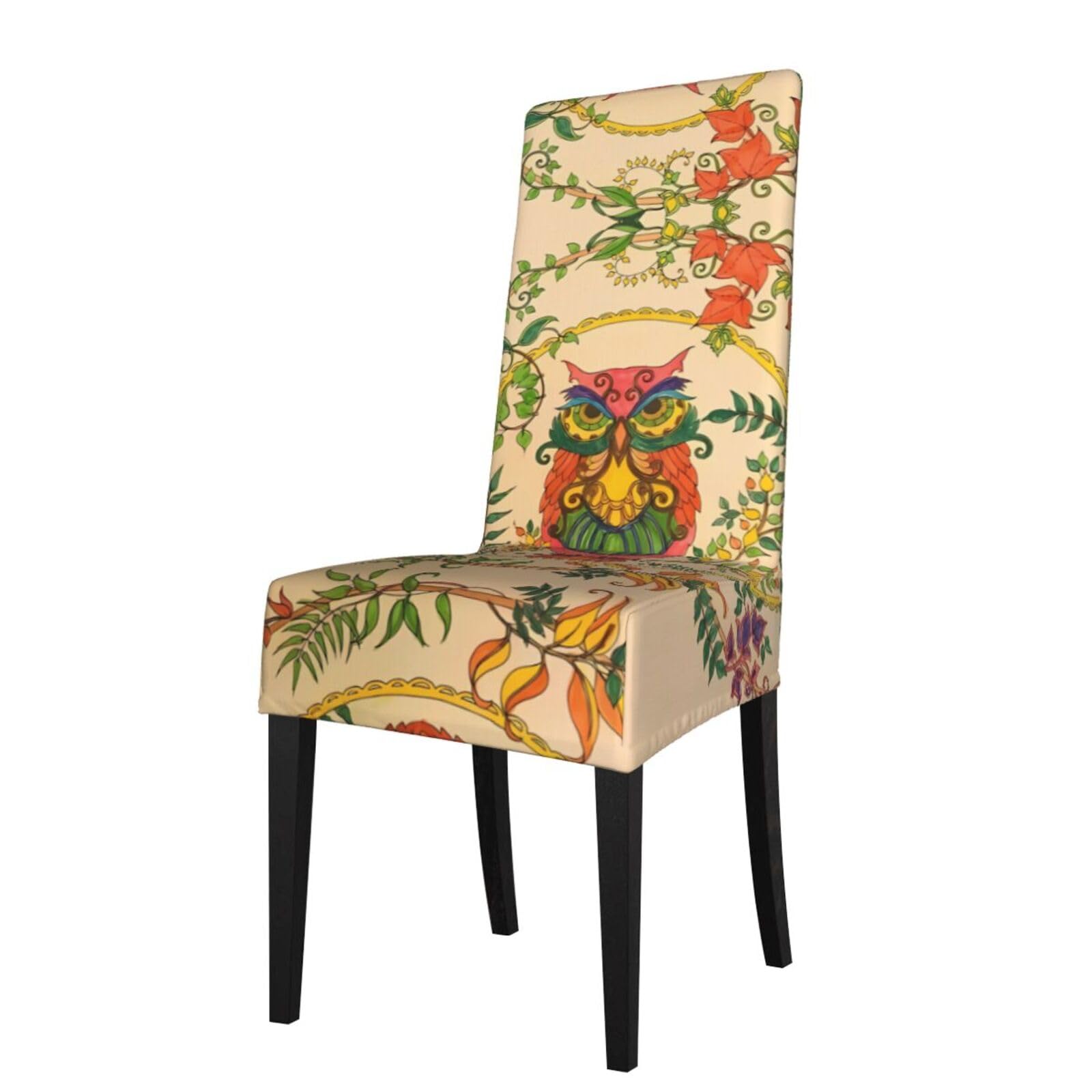 WHJDPP Owl Beliefs Prints Dining Chair Throw Covers – Stretchy & Wrinkle-Resistant Seat Layers for Home, Hotel, and Event Decor