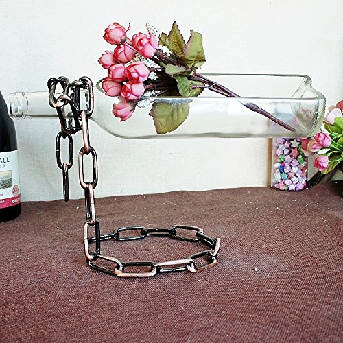 Roontin Creative Metal Chain Wine Rack,Retro Handicraft Home Decor Wine Bottle Holder (Vintage copper), Brown, 40 cm x 20 cm x 20 cm - Image 3
