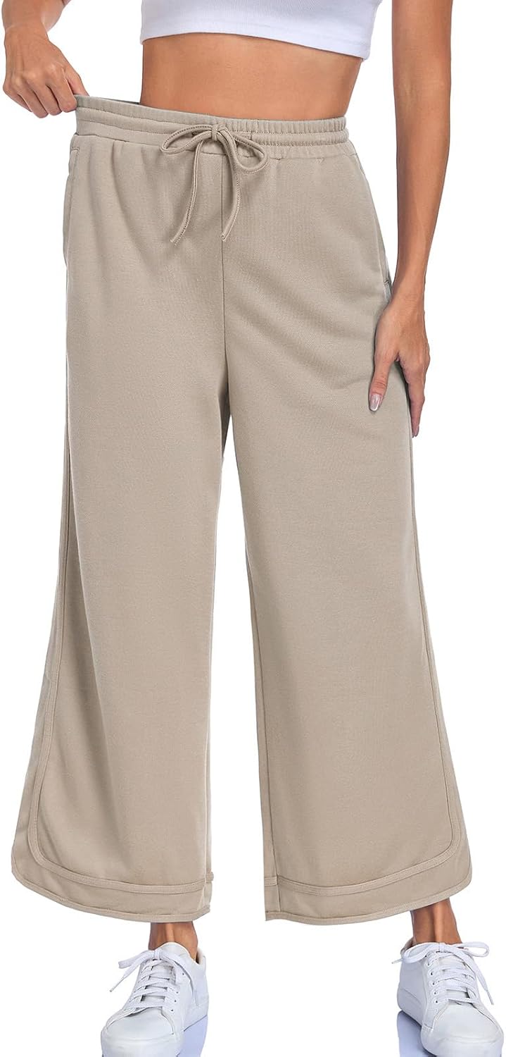 ALSOGO Women's Baggy Wide Leg Sweatpants Drawstring Elastic Waisted Casual Straight Trousers Outfits Athletic Palazzo Pants - Image 3