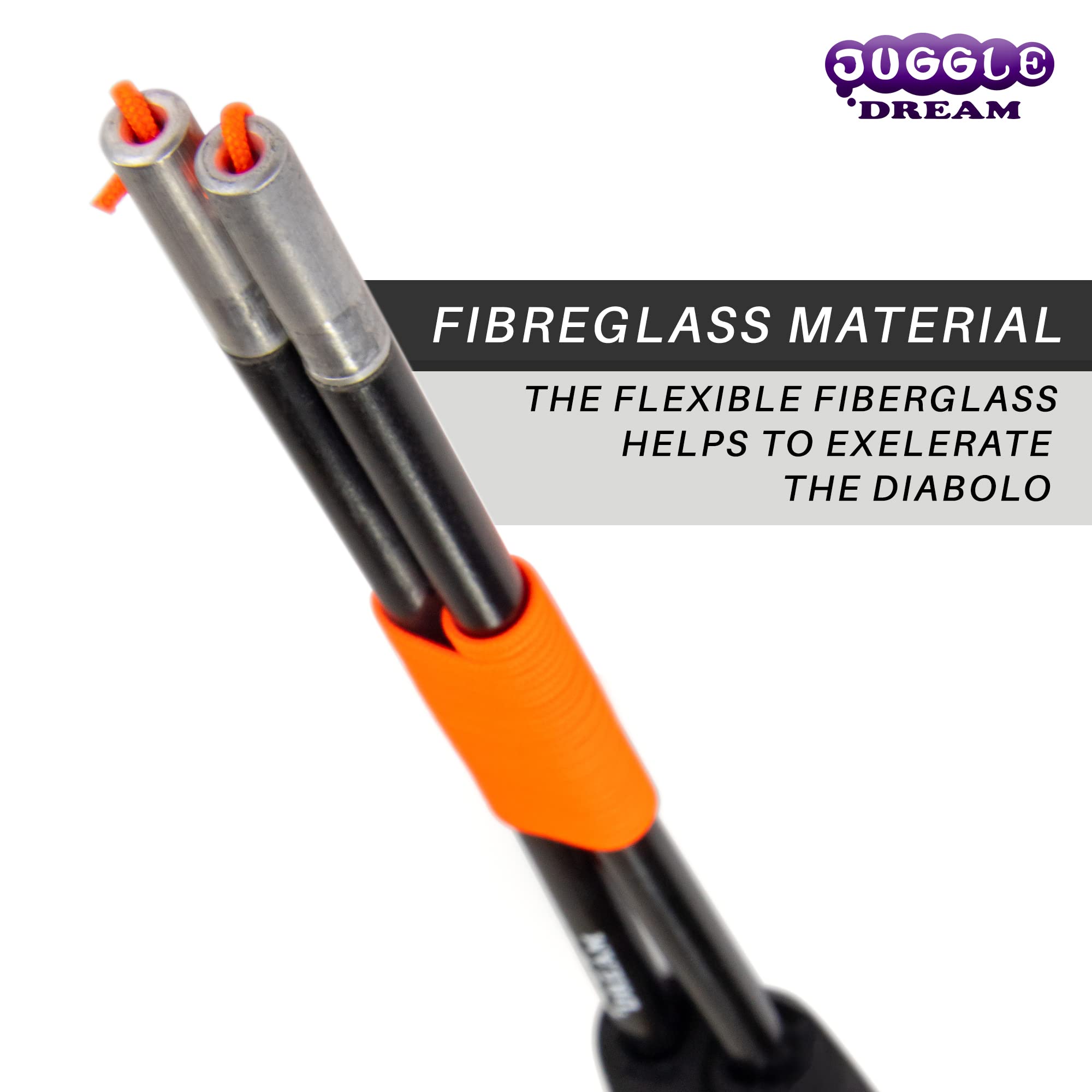 Juggle Dream Diabolo Jonglage Baguettes Superglass Fibre de Verre Solides Légères Grinds Bâton Noir
