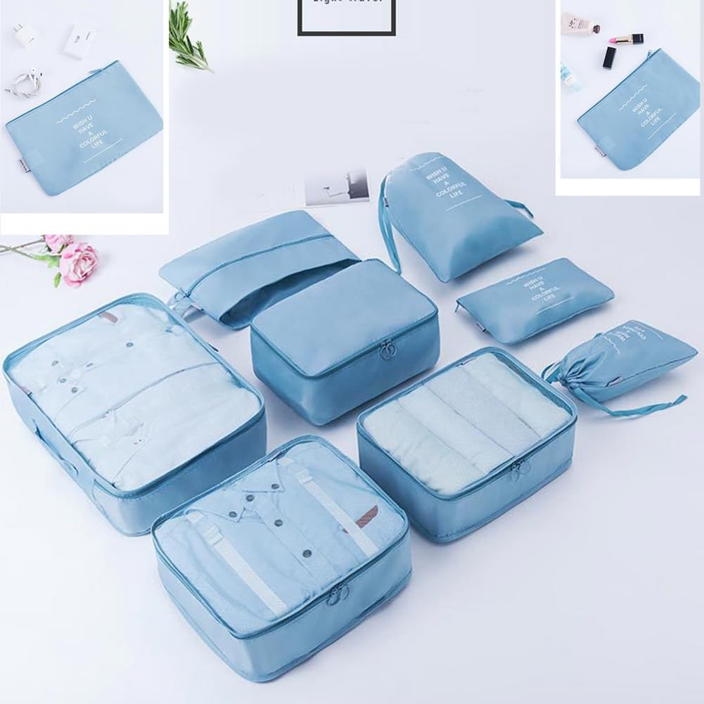 Organizador de maletas, ligero, equipaje de mano, bolsa de compresión parcial, organizador de maletas, juego con Ompression impermeable, bolsa de cosméticos, juego de bolsas de ropa