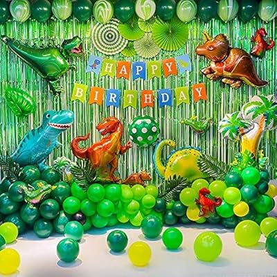 121-Piece Dinosaur Birthday Party Decorations Kit - Foil Balloons & Decor For Kids Dino Theme Parties