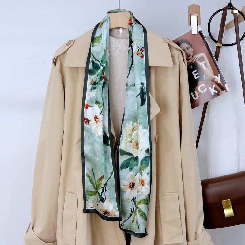 100% Pure Mulberry Silk Scarf for Women 59”*6.3” Long Headscarf Neck Scarf Hair Wraps and Shawls with Gift Packed4