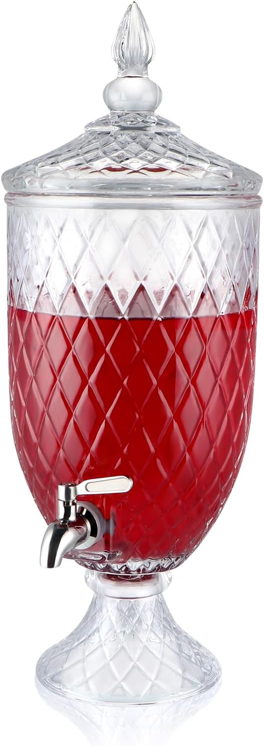 Photo 1 of  MOLIGOU Glass Beverage Dispenser, 1.3 Gallon Drink Dispenser with Stainless Steel Spigot, Wide Mouth Beverage Server for Party, Bar 