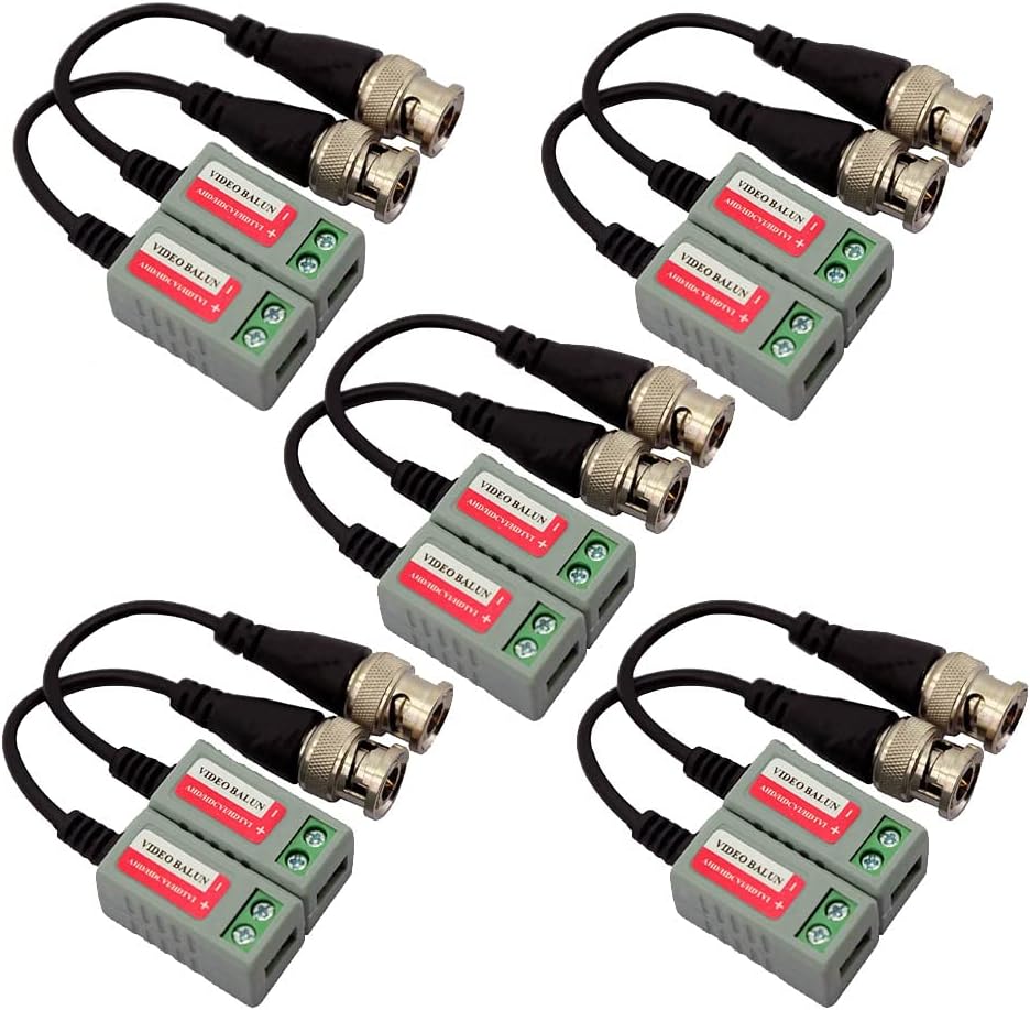 EVERSECU 5 Pack Mini CCTV BNC Video Balun Transceiver for HD-TVI/CVI/AHD/Analog/960H Cameras