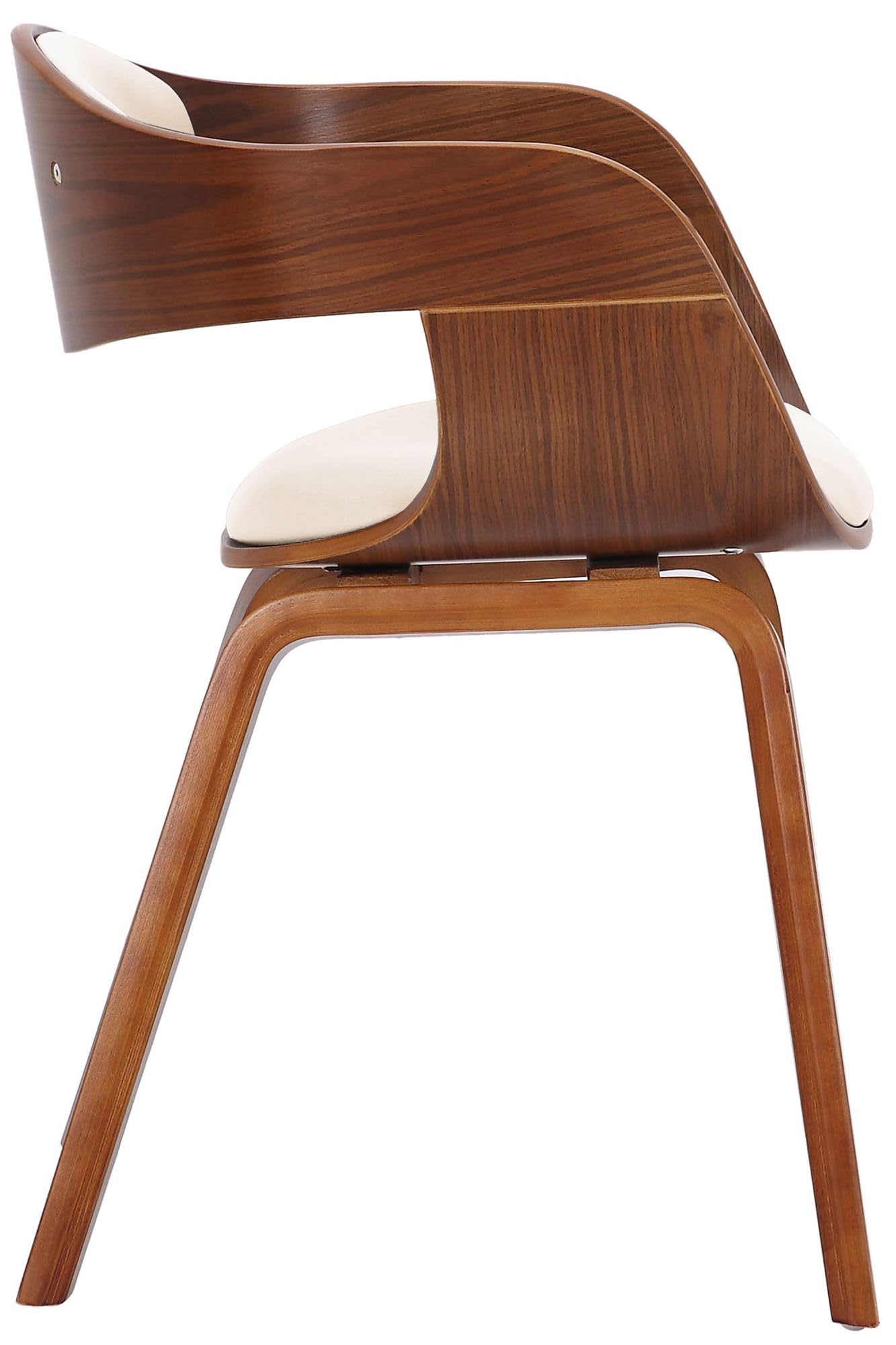 CLP Silla De Visita Kingston En Símil Cuero I Silla De Madera con Respaldo Semi-Curvado I Butaca De Salón En Estilo Escandinavo, Color:Nuez/Crema