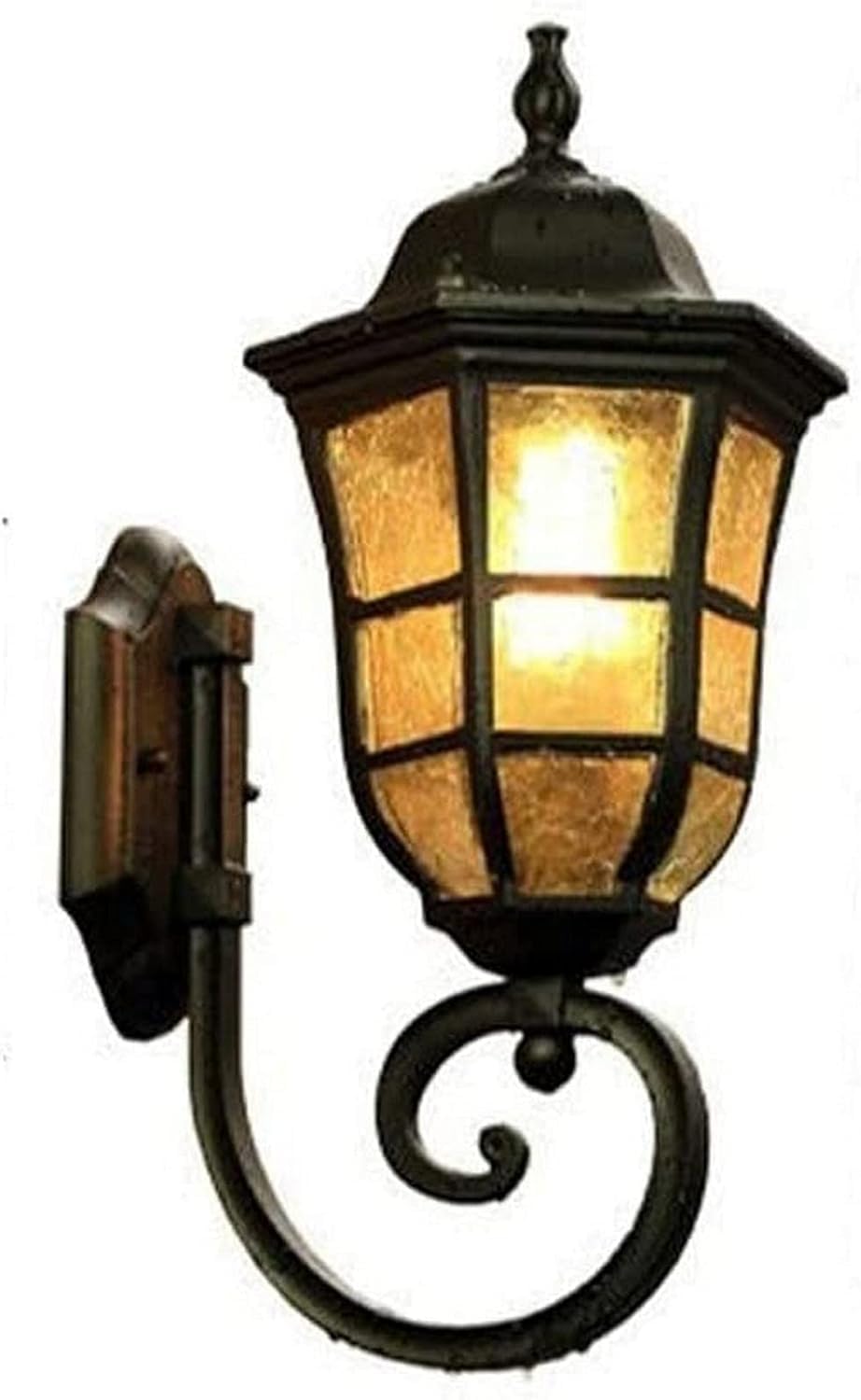 HXYSXHJUO Wall Light European Retro Waterproof Barn Six Sides Arc Oil Rubbing Bronze Finish Balcony Glass Lantern Villa Lamp Garden Courtyard Sconce, Pendant