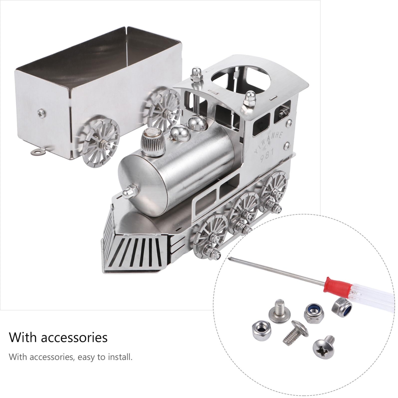 Operitacx Modelo de Tren de Vapor de Escritorio en Acero Inoxidable, 1 Set