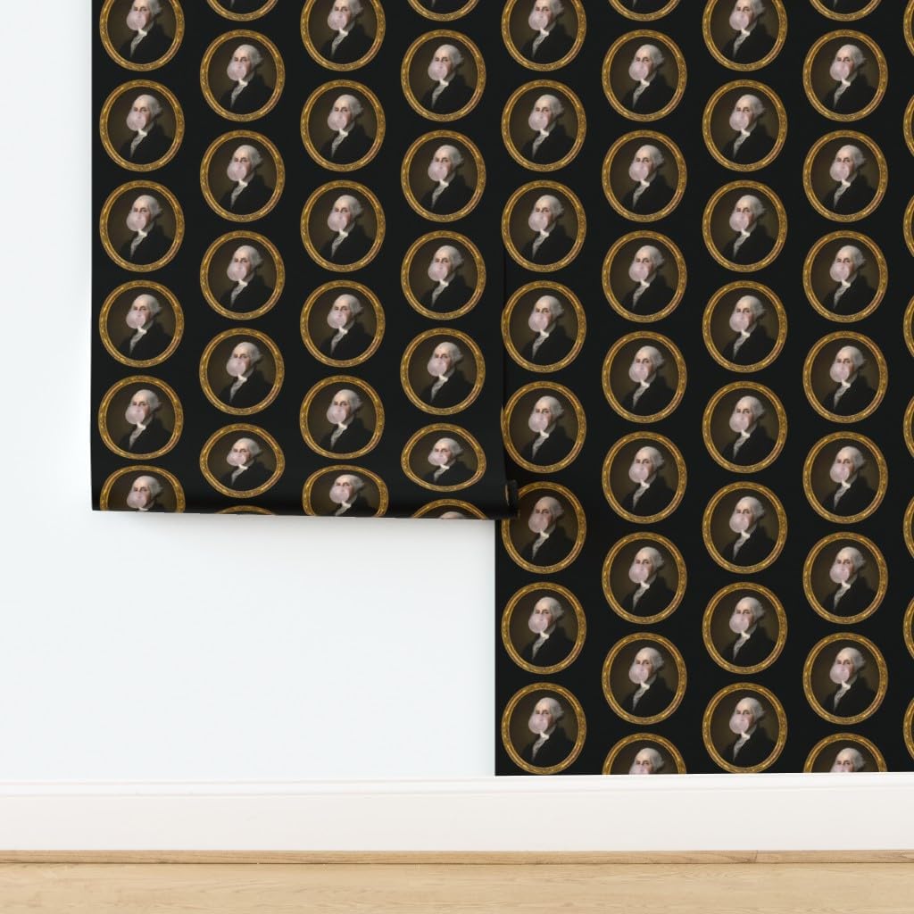 Peel & Stick Wallpaper 9ft x 2ft - George Washington Bubble Gum Funny Historical Library History Custom Removable Wallpaper by Spoonflower