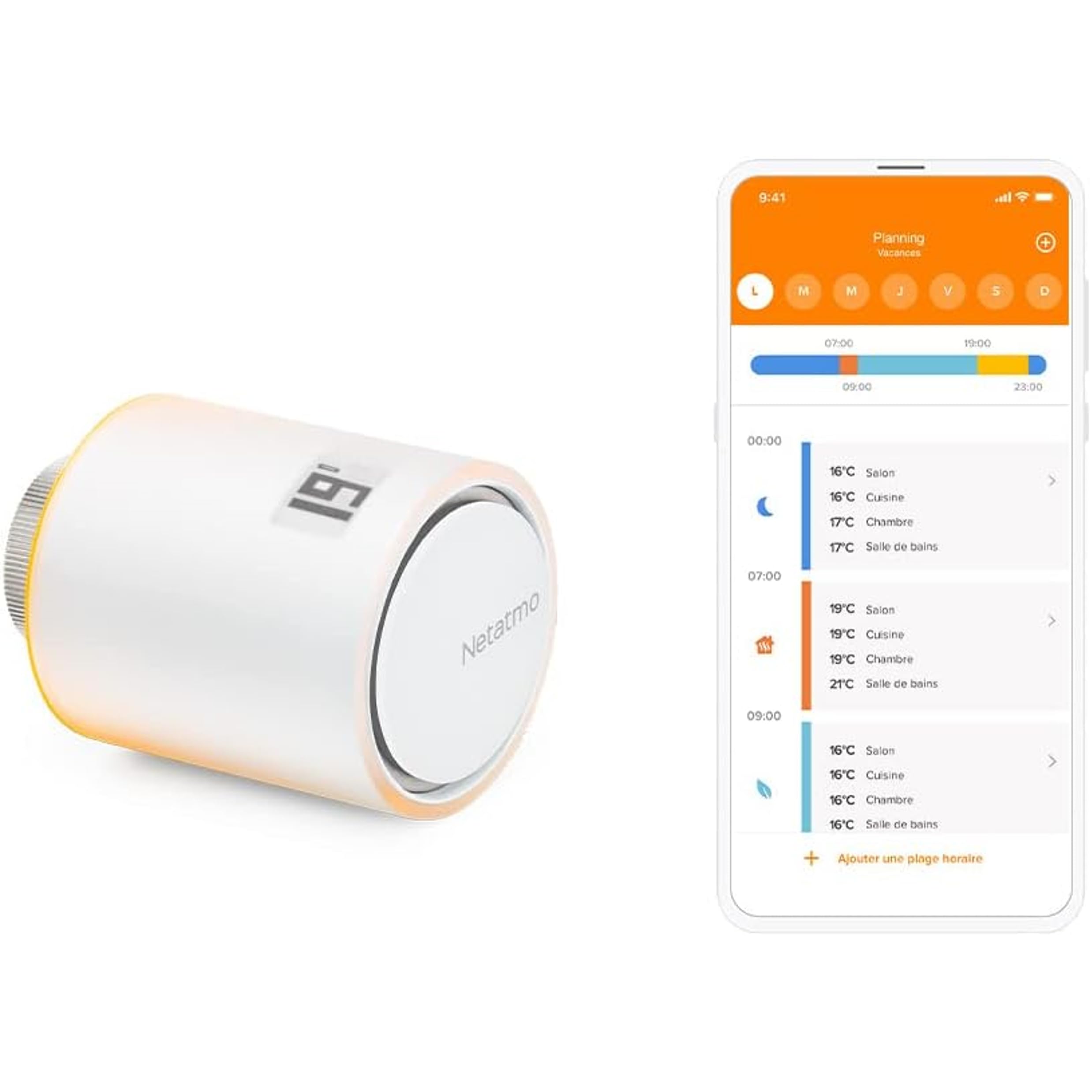 Netatmo Tête Thermostatique Connectée et Intelligente - Accessoire pour Le Thermostat Intelligent et pour Le Pack pour Chauffage collectif, NAV -FR