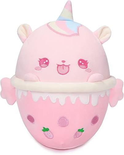 AIXINI Peluche de unicornio Boba de 10 pulgadas de té de burbujas lindo y suave juguete de peluche para niños