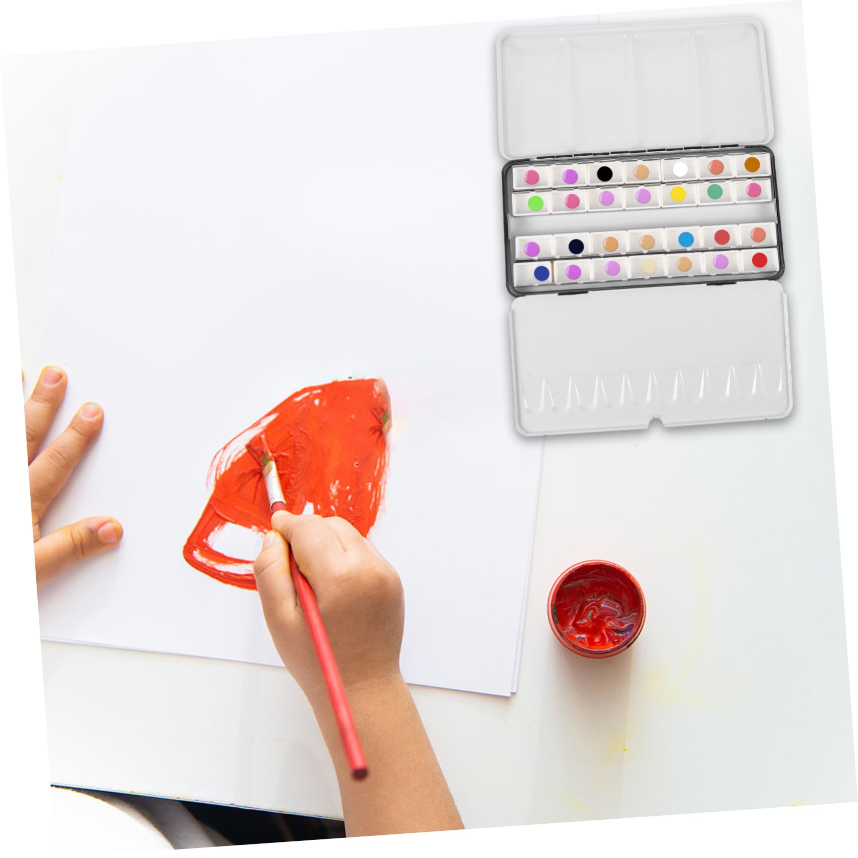 Boîte en Métal Noire Vide pour Aquarelle Grosse Capacité, Rangement Pratique pour Peintures à l'eau, pour Artistes et Loisirs Créatifs