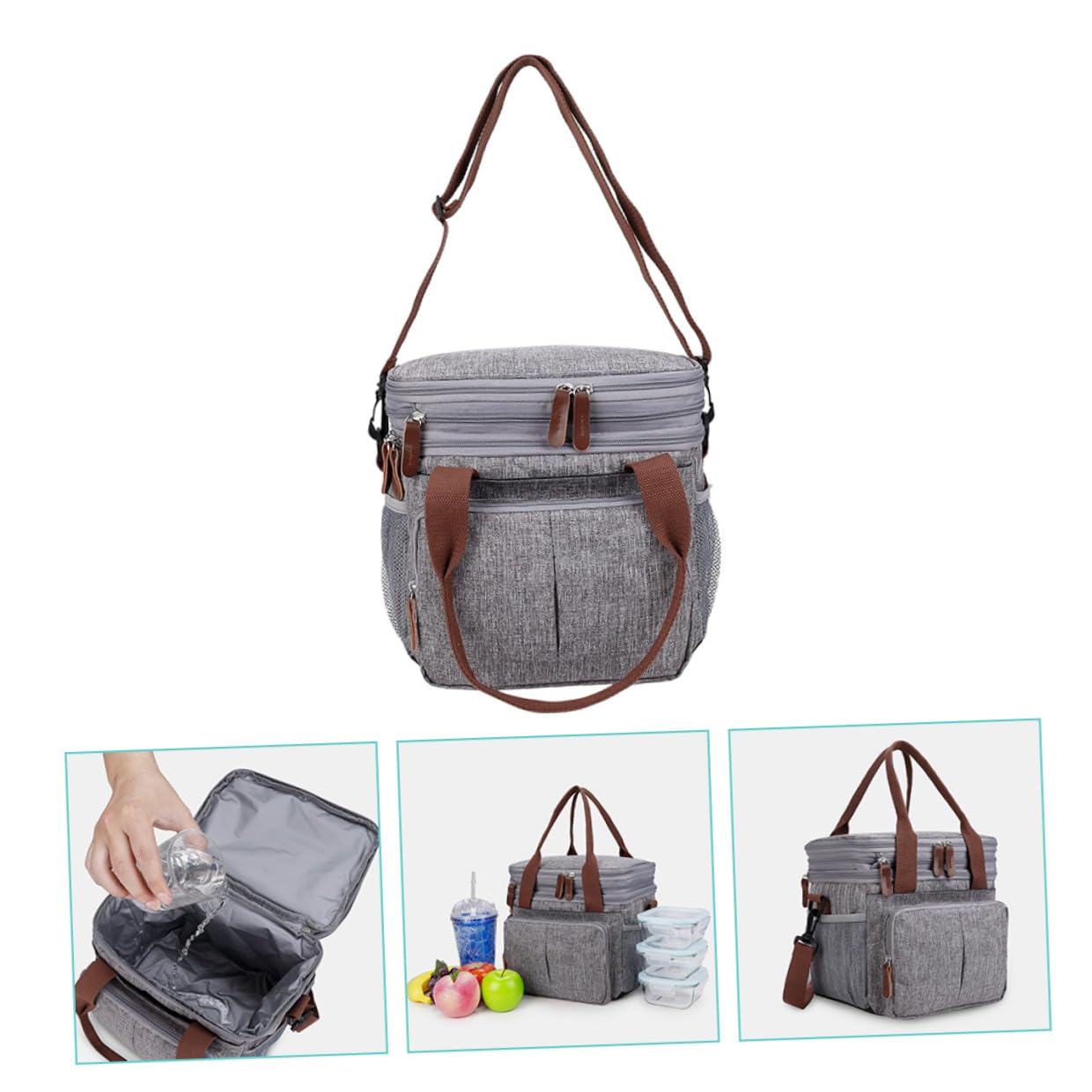 SHINEOFI Wasserdichte Lunchtasche Tragbar für Outdoor-bentotasche Lunchbox mit Netztaschen an Beiden Seiten Robustes Nylonmaterial Ausreichend Platz für Brotdose Snacks und Obst
