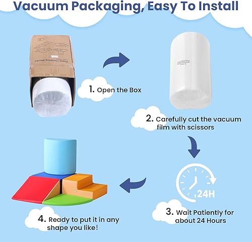 Miniatura 6 de Bloques de escalada de espuma suave de 5 piezas, juguetes de escalada de cuero sintético para niños pequeños en interiores, estructuras de escalada