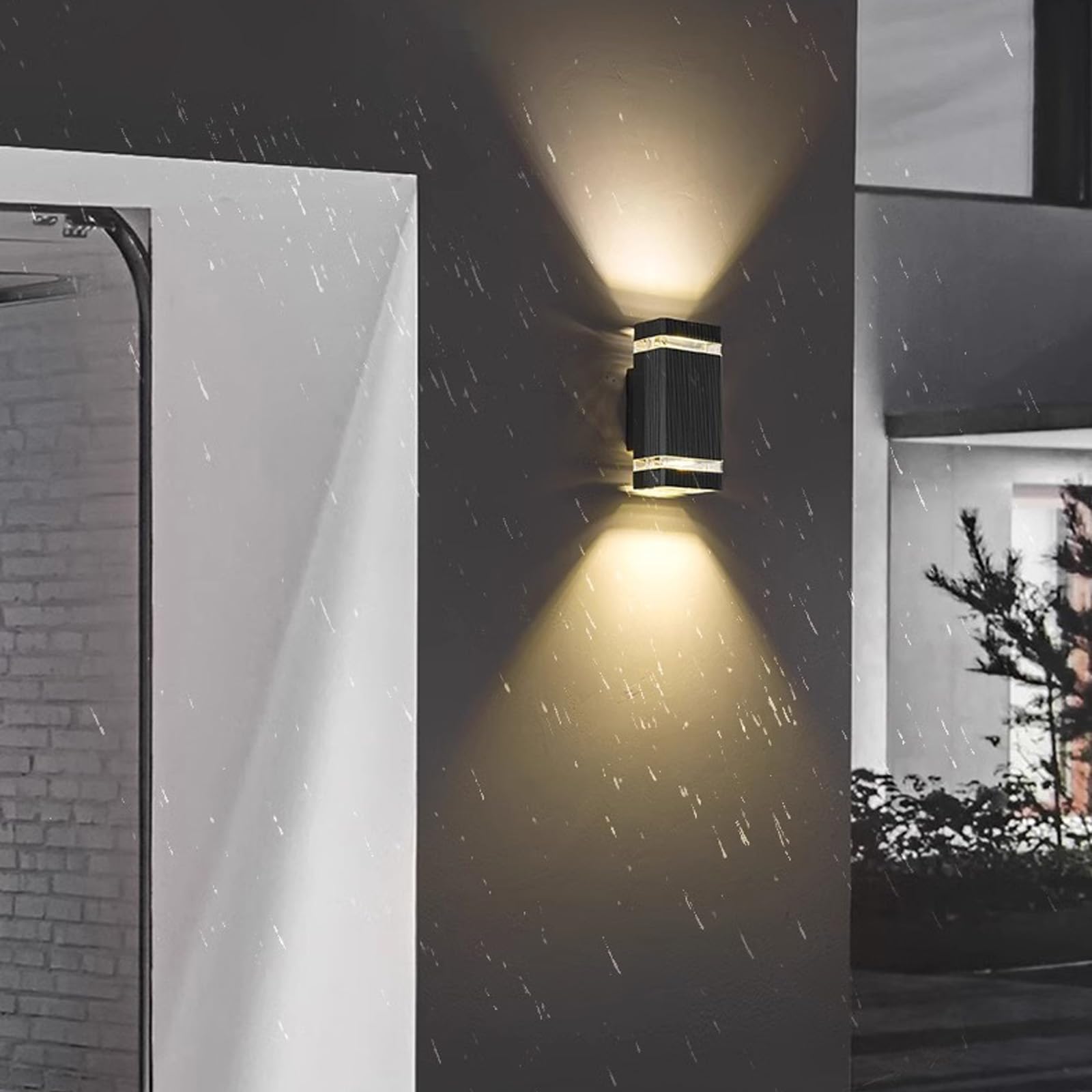 Zewnętrzna lampa ścienna E27, oświetlenie pośrednie IP65, nowoczesna dekoracyjna lampa kwadratowa, czarne aluminiowe oświetlenie wewnętrzne/zewnętrzne do ogrodu, korytarza, łazienki (