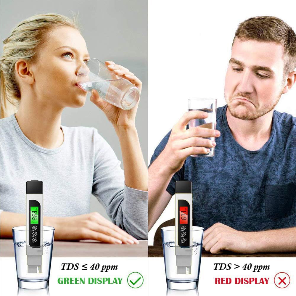 Tester jakości wody 3 w 1, Tds, Ec i miernik temperatury, 0-9990 Ppm miernik wody Tds, ekran LCD z podświetleniem, do wody pitnej, basenów, akwariów