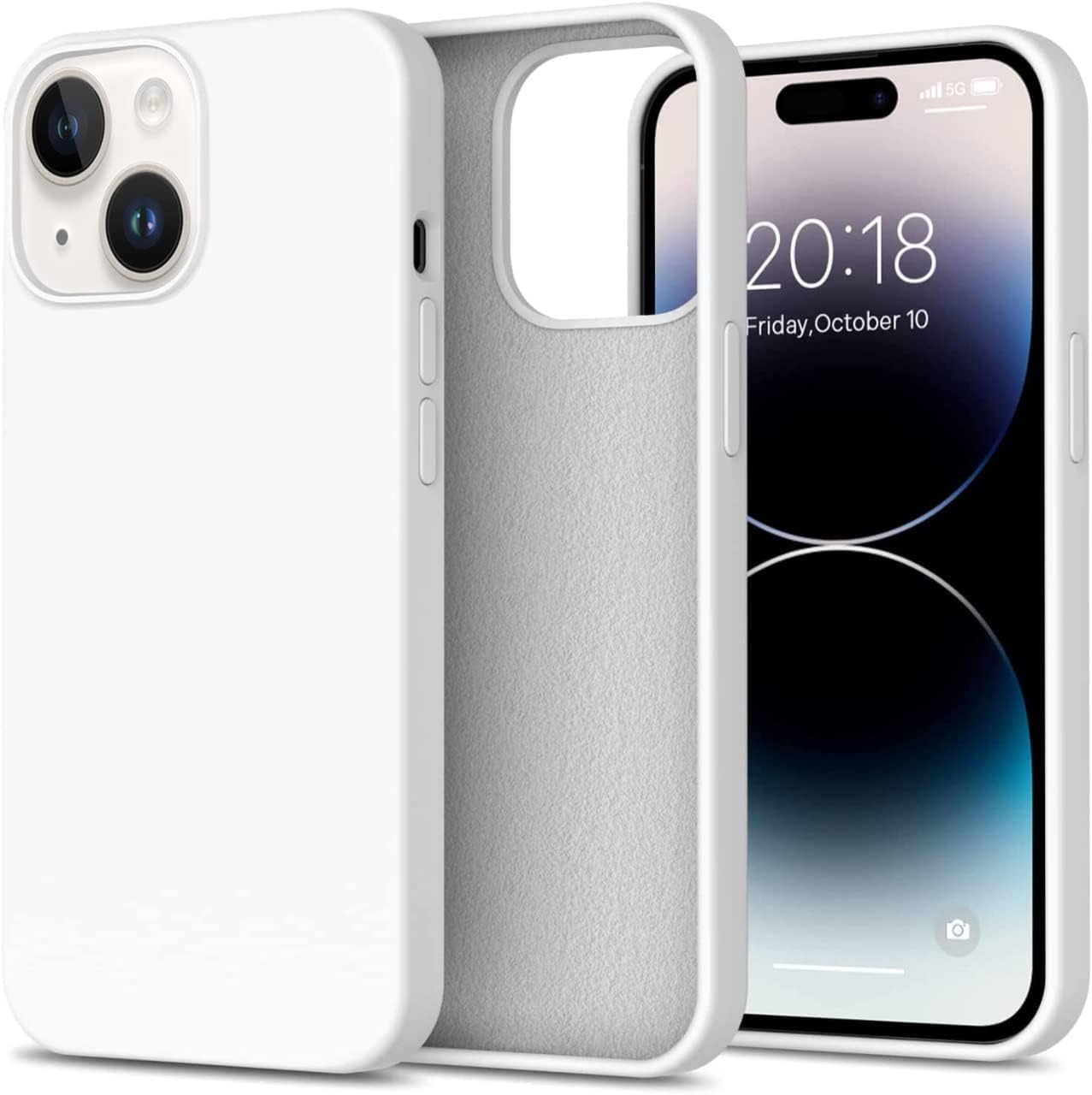 DIZORO® Microfiber Candy Case Compatible for iPhone 13 / iPhone 14 6.1 Inch Shockproof Slim Back Cover Liquid Silicone Case - White-image-30