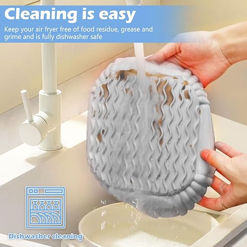 Miniatura 2 de Forros cuadrados de silicona para freidora de aire de 8 pulgadas para 4 a 8 cuartos de galón 2 piezas reutilizables para freidora de aire repuesto