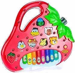 Piano Teclado Musical Infantil Sons Luz Eletrônico Morango Brinquedo Educativo para Bebê Criança