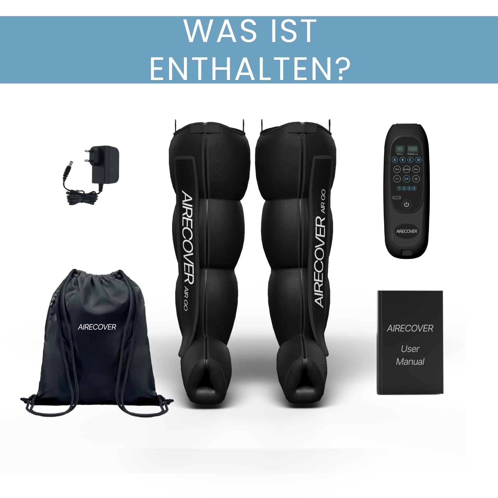 Kabelloses Beinmassagegerät, Lymphdrainage Gerät & Recovery Boots |30-250 mmHg|4 Modes |Maximale Recovery & Durchblutung(L)