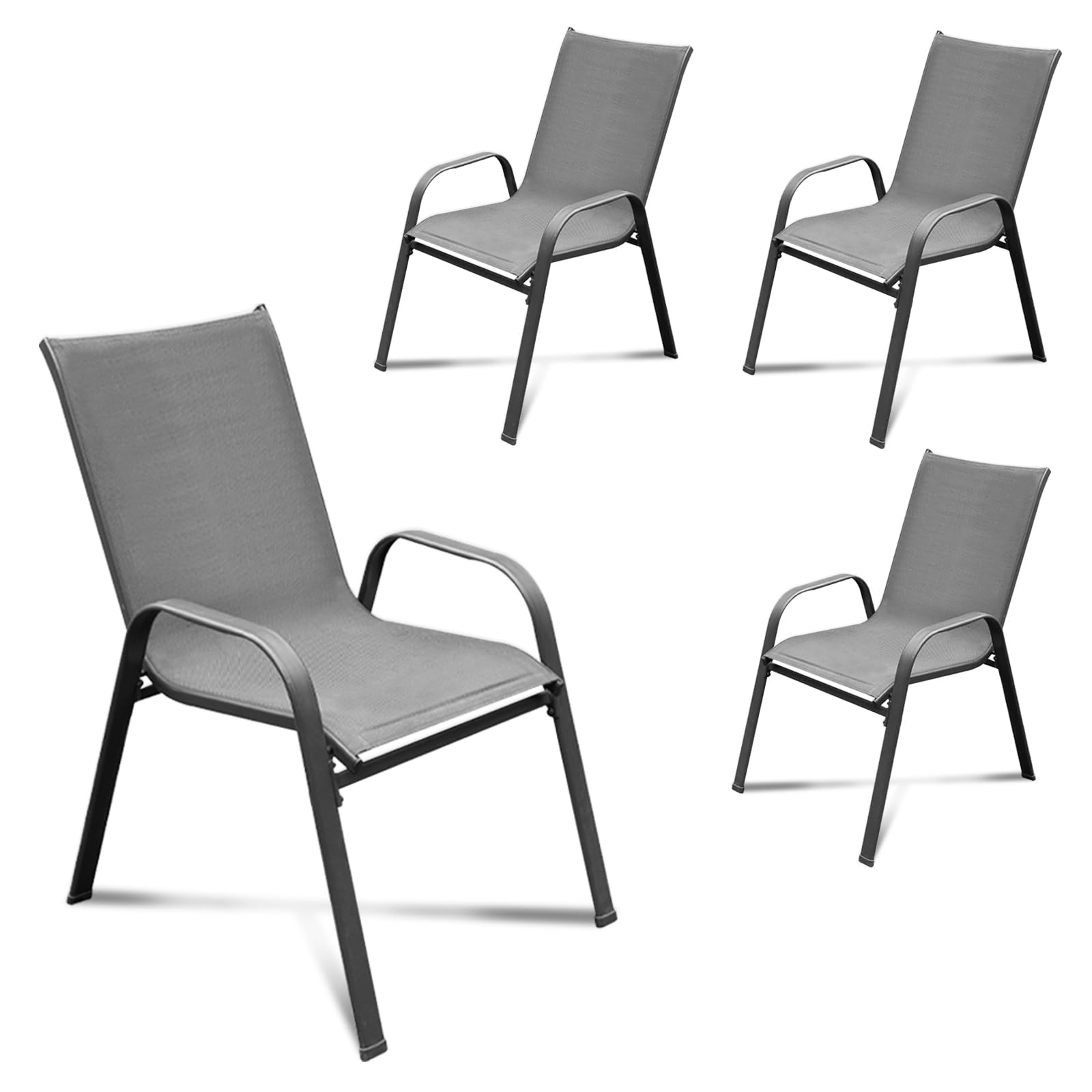 Large 4-Piece Metal Textilene Patio Bistro Dining Set - Modern Outdoor Furniture Collection