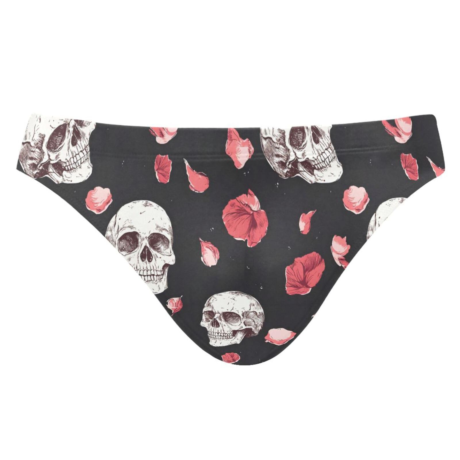UMIRIKO Mens Bikini Swimwear Gothic Skull Pink Flower Rose Swimsuits for Men XXXL 202b8495