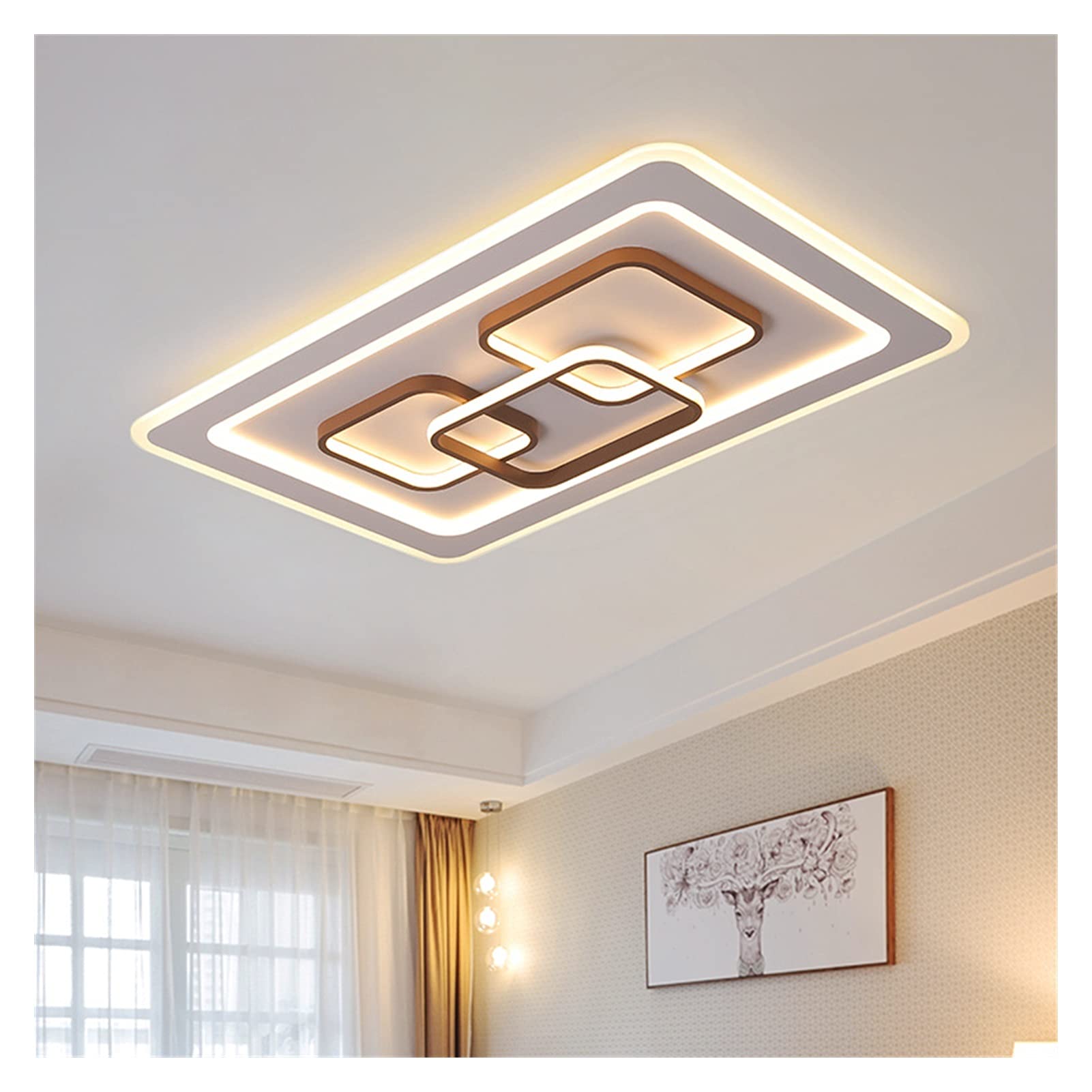 Daoke Chandelier, Chandelier for Living Room Bedroom Acrylic Square Round Ceiling Chandelier Lights Bedroom (Color : Squar90x60x7cm108W, Size : WarmWhite)
