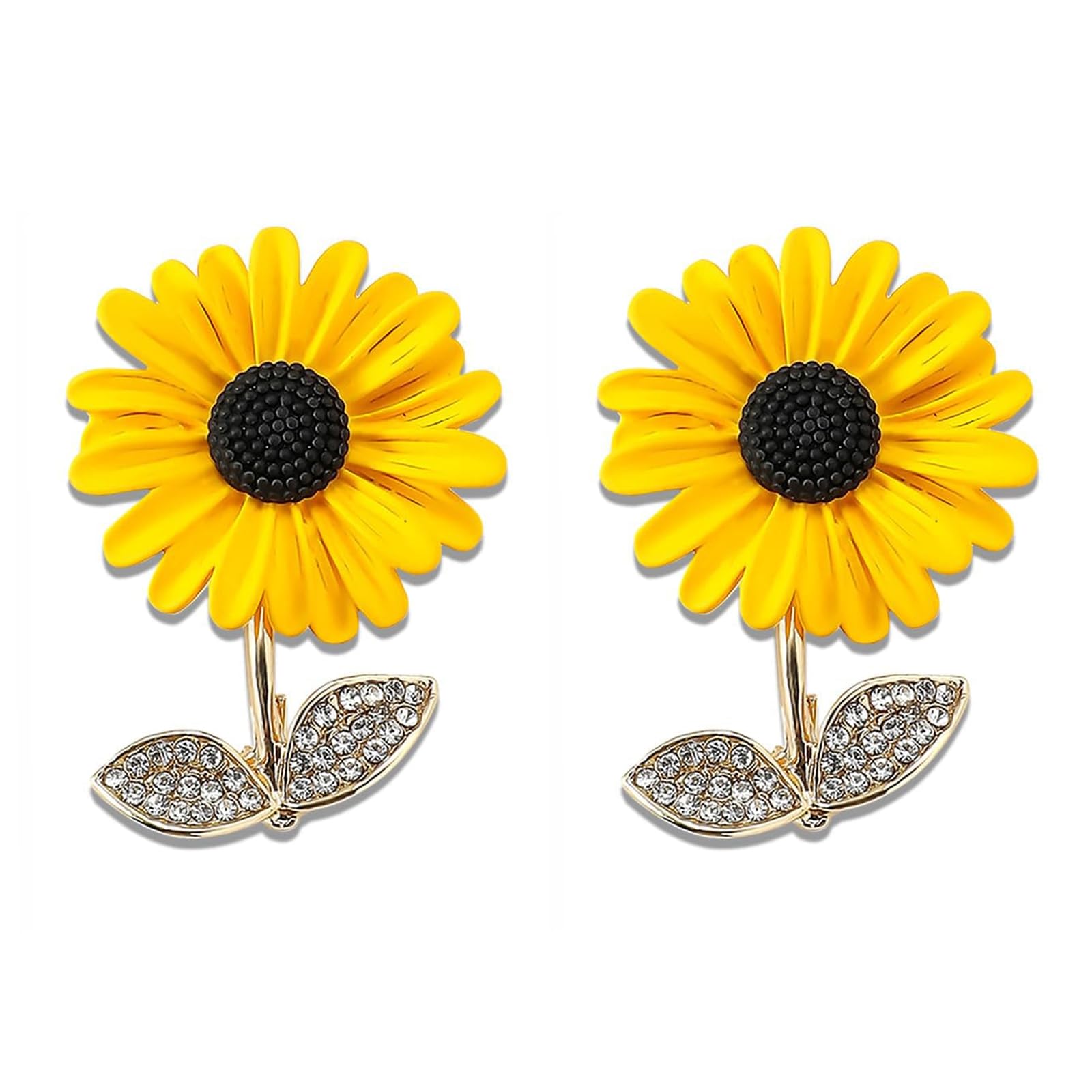 Flower Brooch, 2Pcs Sunflower Brooch Pin for Women, Elegant Saree Pins for Pleats, Wedding and Formal Attire Accessories, Stylish Accessories for Women, 3.5cm x 2.5cm