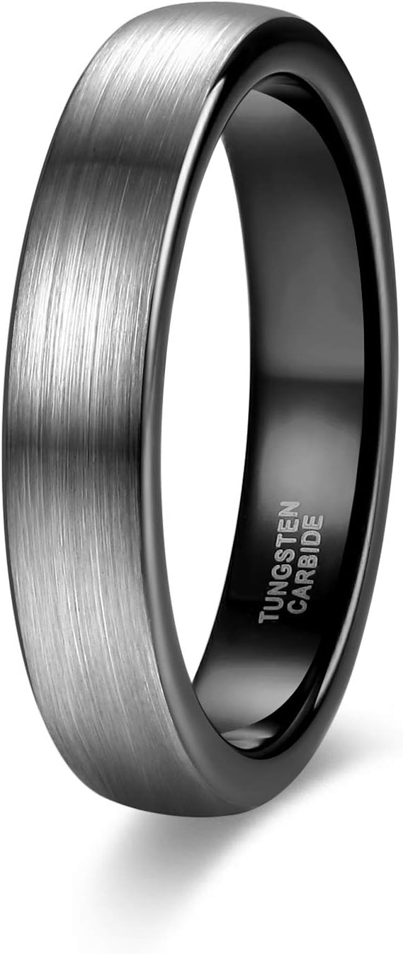 TRUMIUM4mm 6mm 8mm Tungsten Rings for Men Women Engagement Wedding Band Brushed Black Comfort Fit Size 4-15