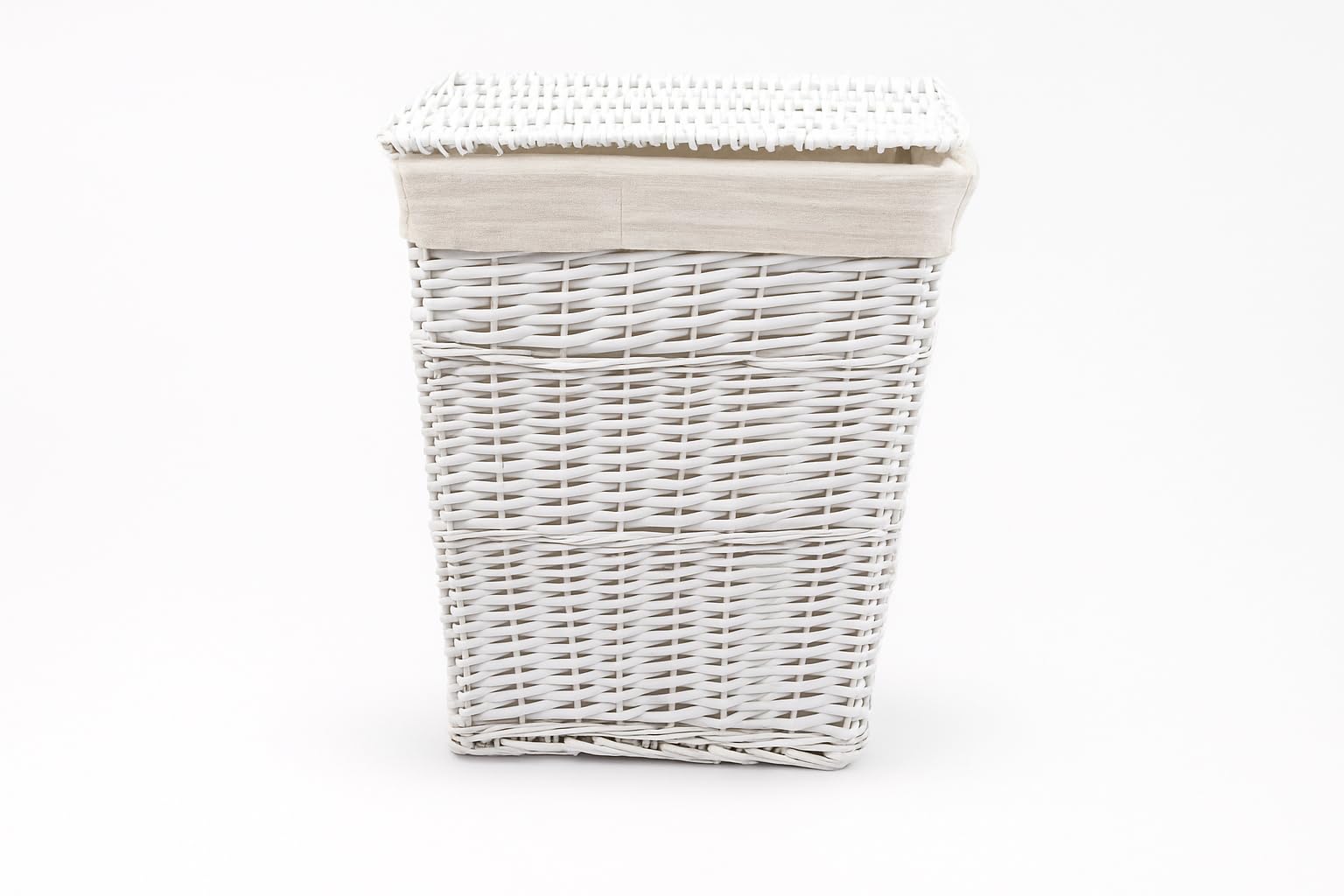 HERSIG - Cesto Ropa Sucia - Cesta Ropa Sucia Diseño Mimbre con Tapa - Cesto Colada con Bolsa Tela Extraíble - Diseño Resistente y Robusto - Recantular Blanco - 42x33x50cm