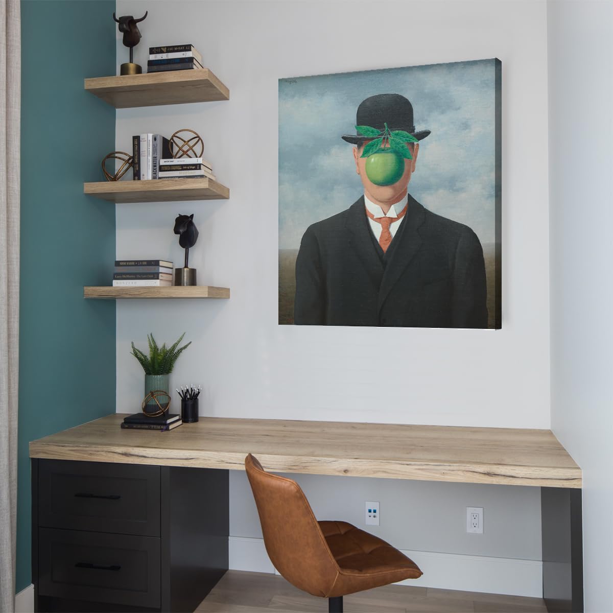 Magritte El Hijo del Hombre Lienzo Manzanas Verdes 85x100cm