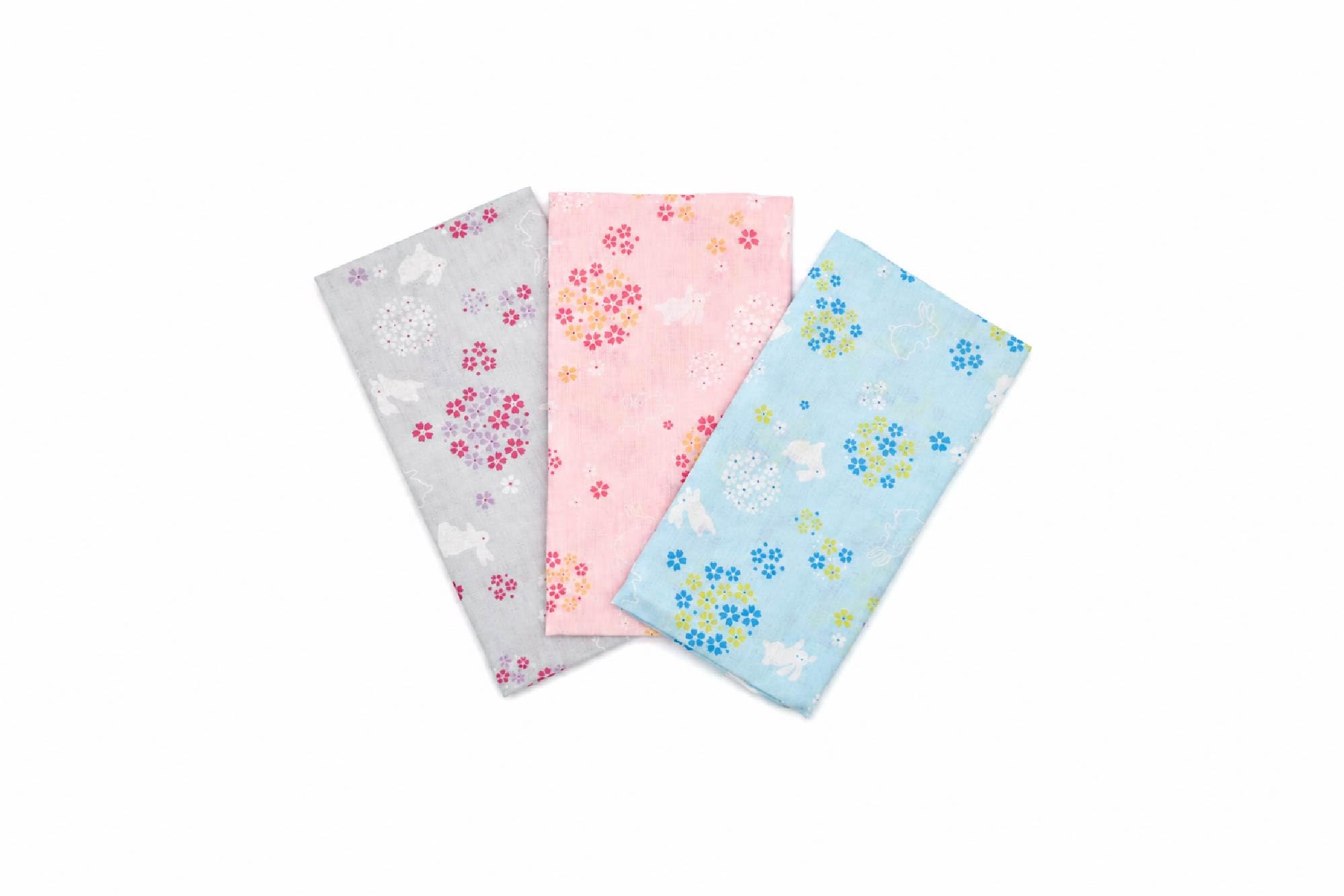 Neko Friend Rabbit And Cherry Blossom Pattern Japanese Gauze Tenugui Towel – Made In Japan (3, Medium)