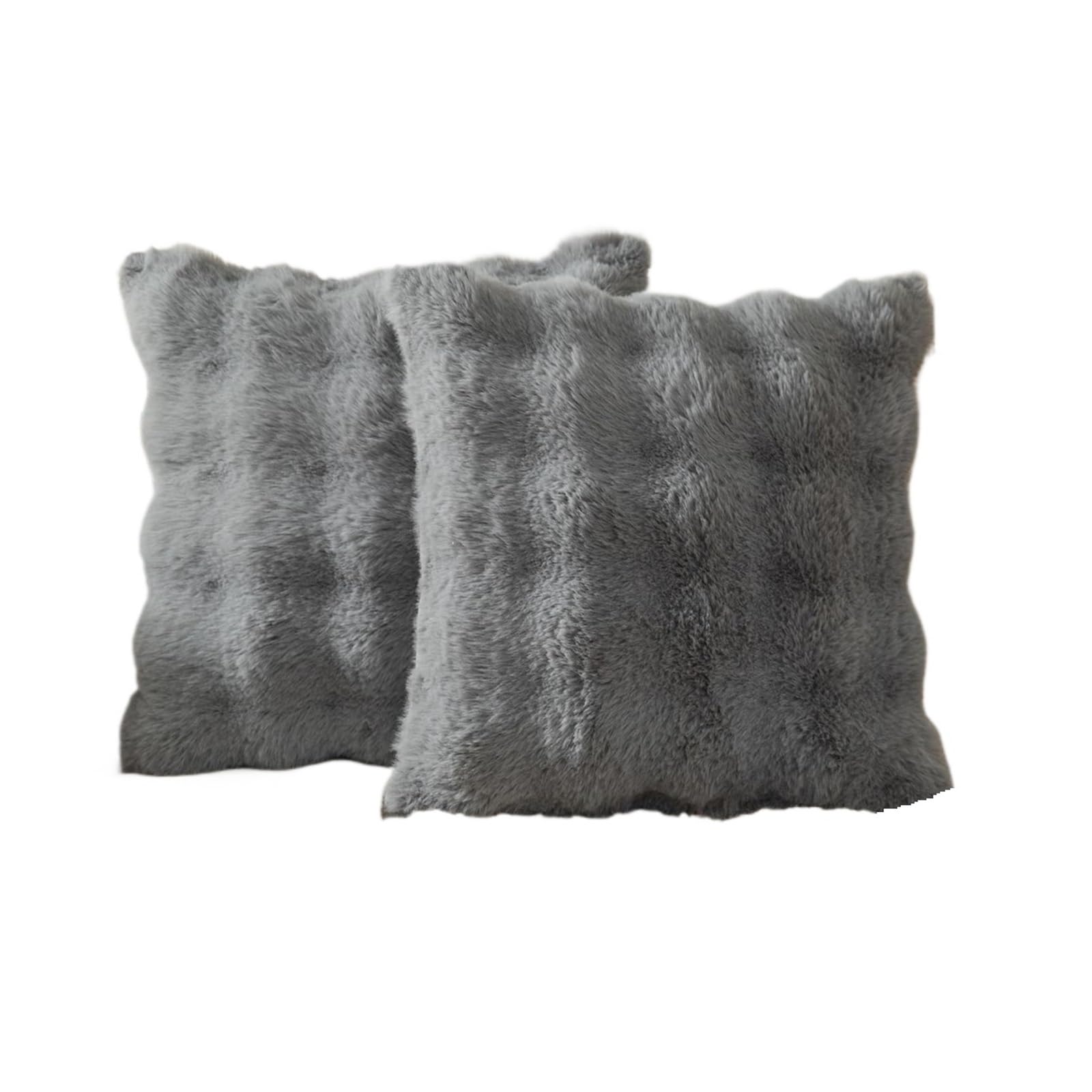 Pillowcase 2pc Plush Decorative Pillowcases, Modern Minimalist Style, Suitable For Sofas, Bedrooms, And Car Interiors(Grey)