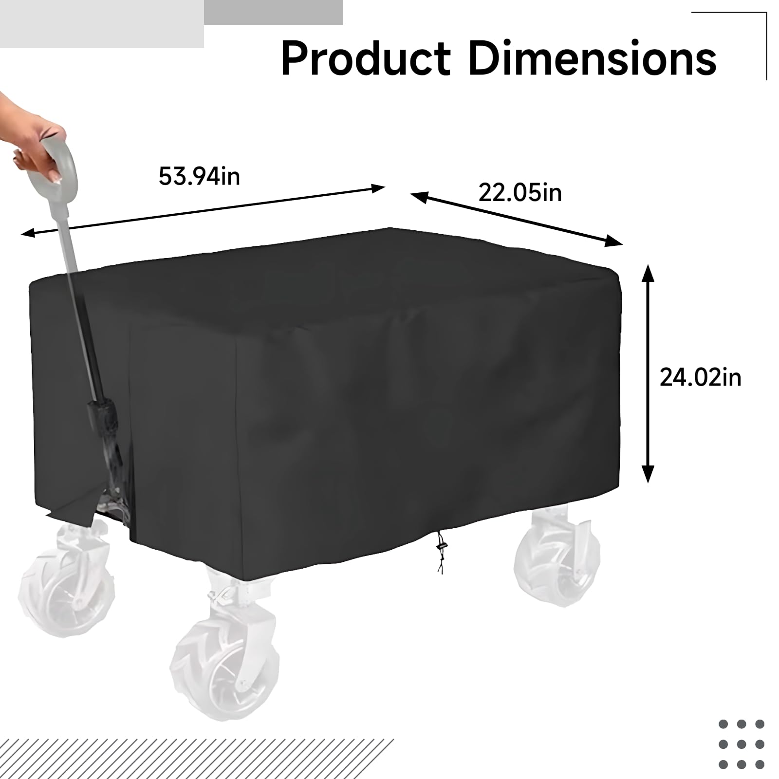53,9 in 137 cm Faltbare Wagenabdeckung, 420D Oxford Stoff, wasserfeste Outdoor Abdeckung mit Kordelzug, Schnallen, Hood Loop, Camping Cart Cover, Schwarz