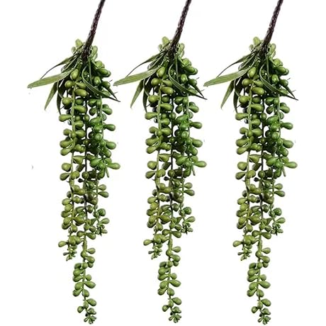 3 Pack Artificial Flake Hanging Succulents String of Pearls