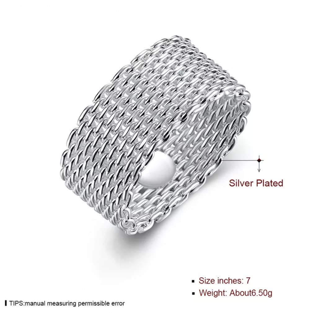 Anello Web Intrecciato in Argento Sterling 925 per Gioielli di Fidanzamento Nuziale da Donna