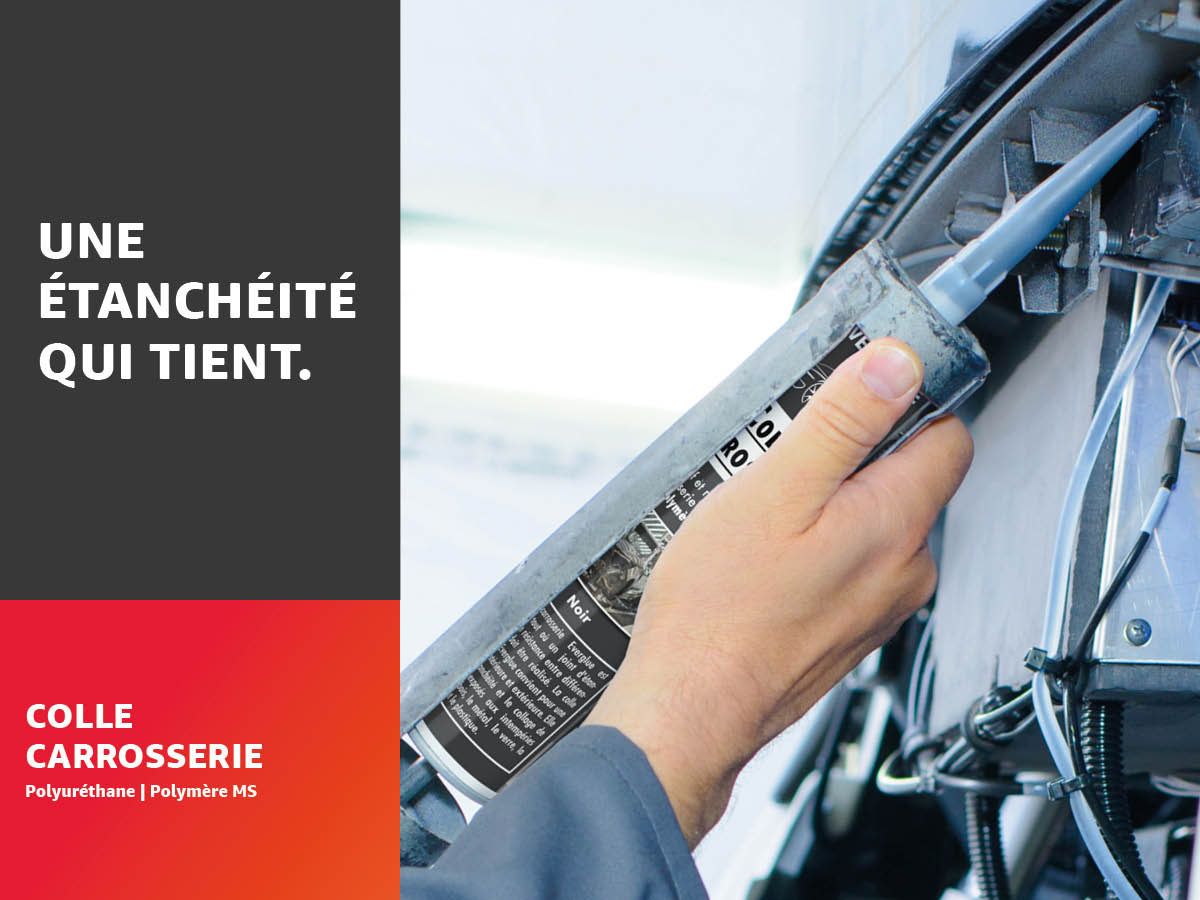 Colle De Carrosserie 1K MS - Montage Résistant Aux UV - Noir - Cartouche Polymère MS - Forte - Élastique - Pour Coller Et Sceller Dans La Construction De Véhicules