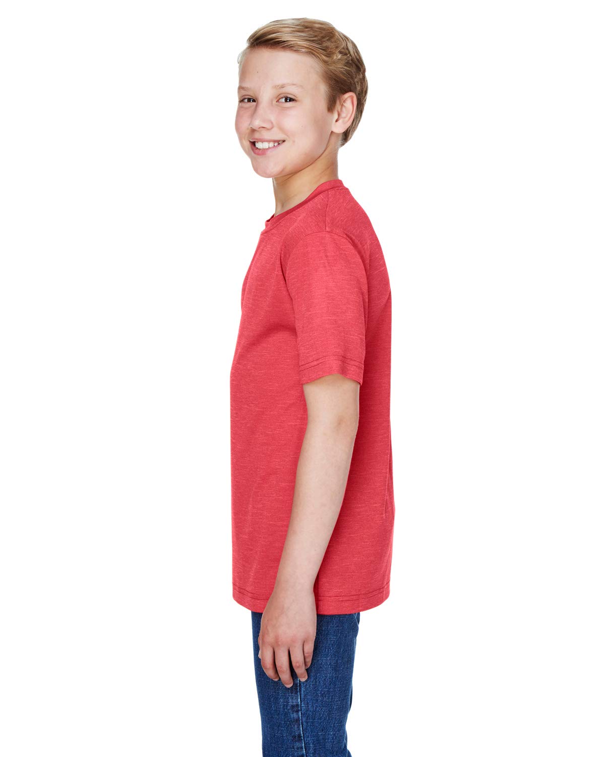 Team 365 Youth Sonic Heather Performance T-Shirt XL SP RED HEATHER
