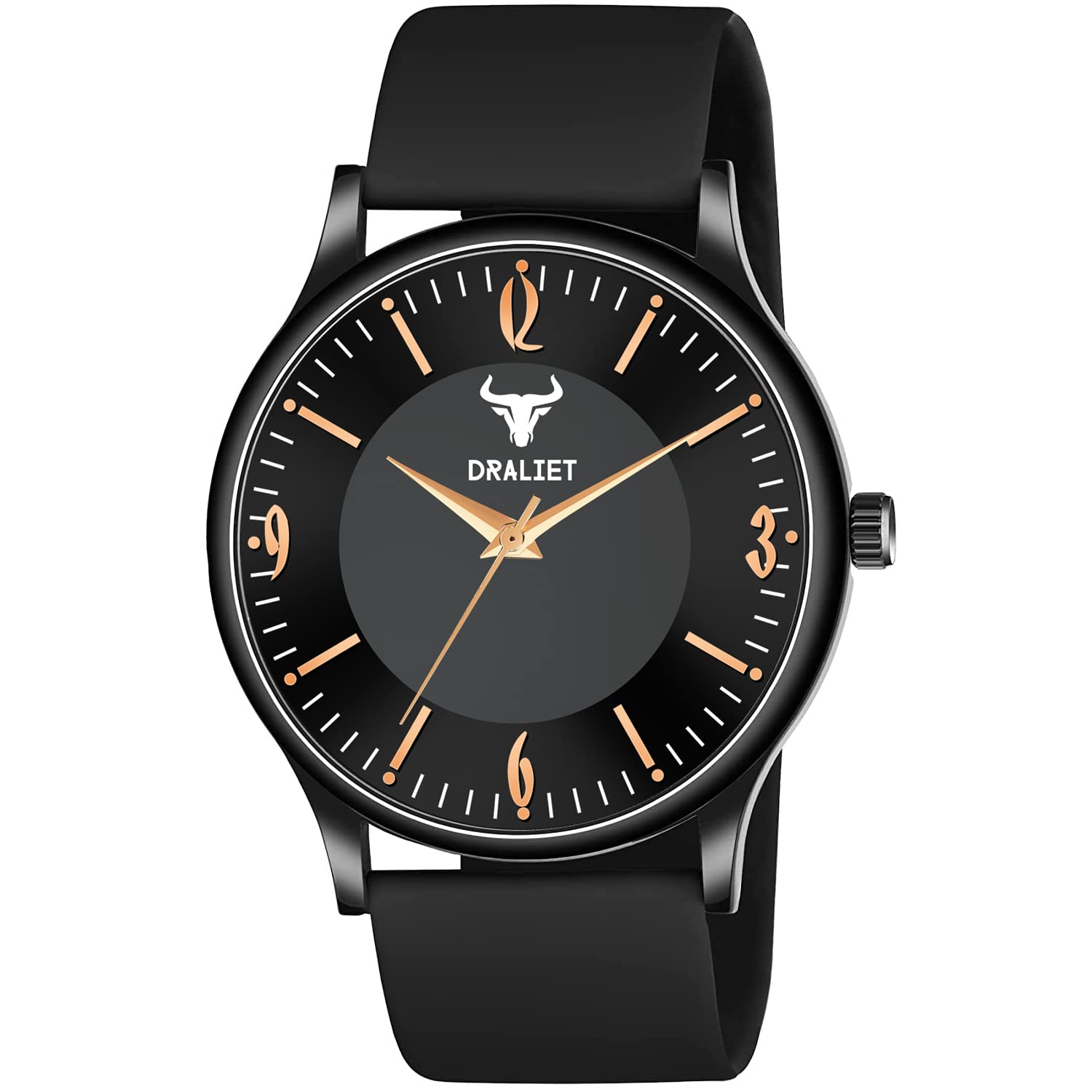 DRALIET Analogue Mens Black Silicone Strap Watch (Black Round Dial Black Strap,LD58-BK) (B0C1GR13DV) Amazon Price History, Amazon Price Tracker