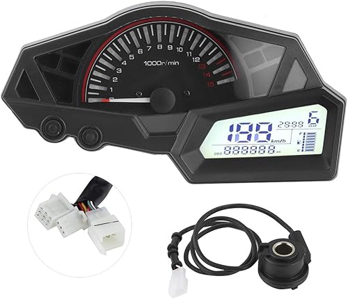 Akozon Medidor de combustible de velocidad LCD para motocicleta, 15000 rpm, apto para Honda para Suzuki para Yamaha para Ninja 300EX300300SE 20132015