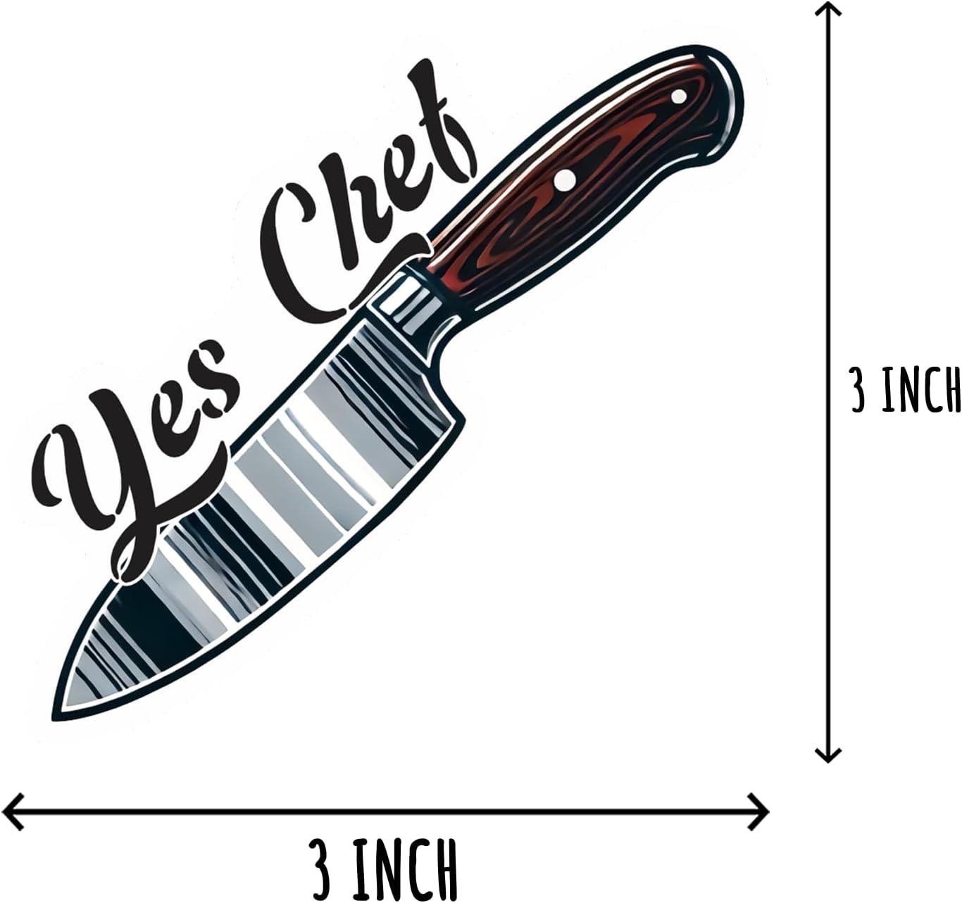 3Pcs - Yes Chef Sticker - Knife Sticker - Funny Cooking Sticker - Scrapbook Sticker - Notebook Phone Sticker - Water Bottle Sticker image 2