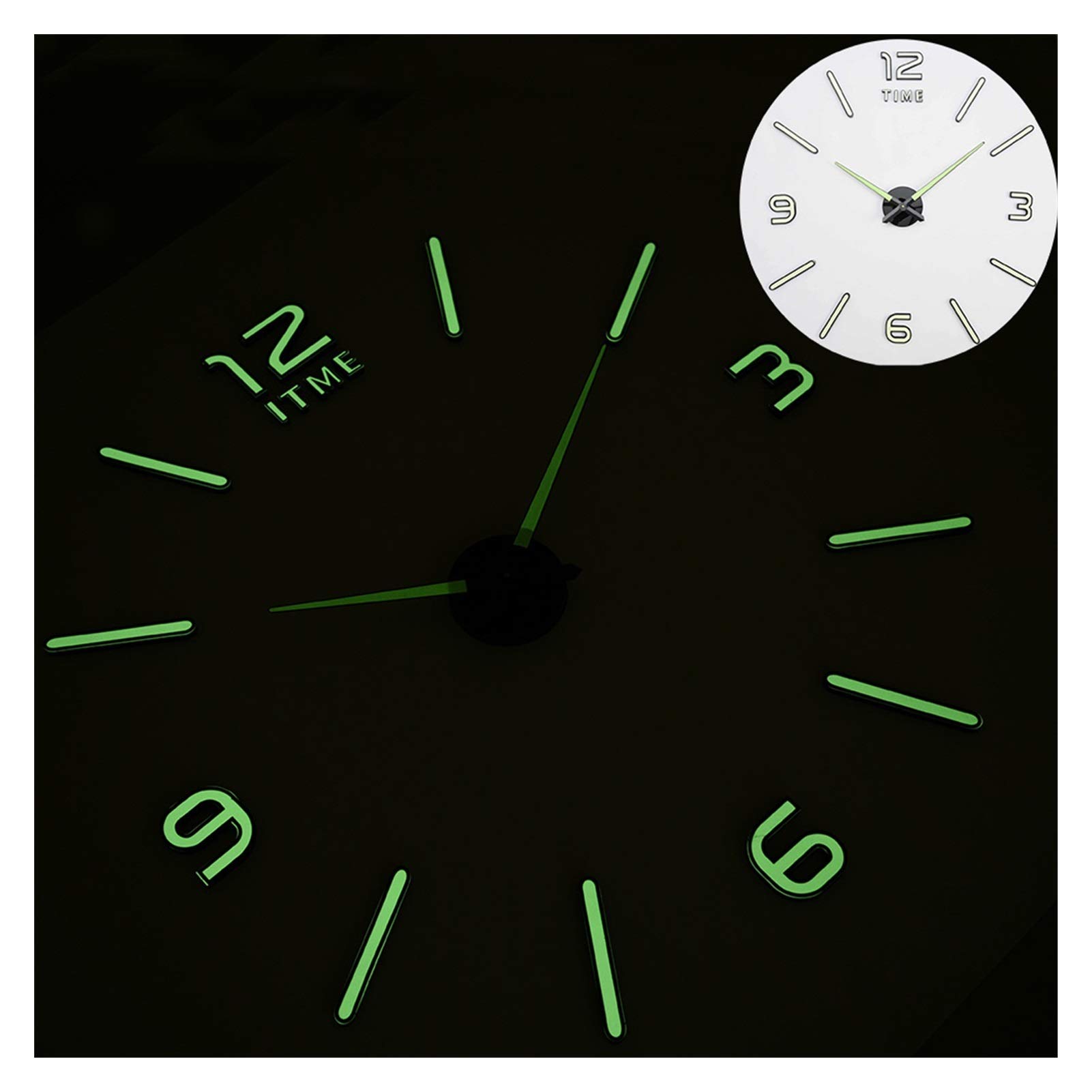 Horloge murale autocollante silencieuse et lumineuse pour un salon design