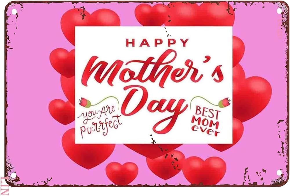 rayprint Metal Tin Sign Happy Mother's Day Best Mom Ever Vintage Signs Retro Tin Signs Aluminum Sign for Bar Home Wall Metal Decoration 8x12 Inch
